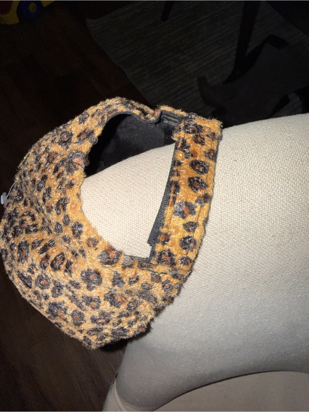 Leopard Print Baseball Cap with Sequin Detail - Brown - Picture 5 of 6